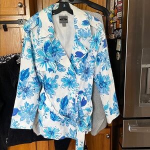 AR A Bernardo Fashion Coats Flowers Blue Jacket XL